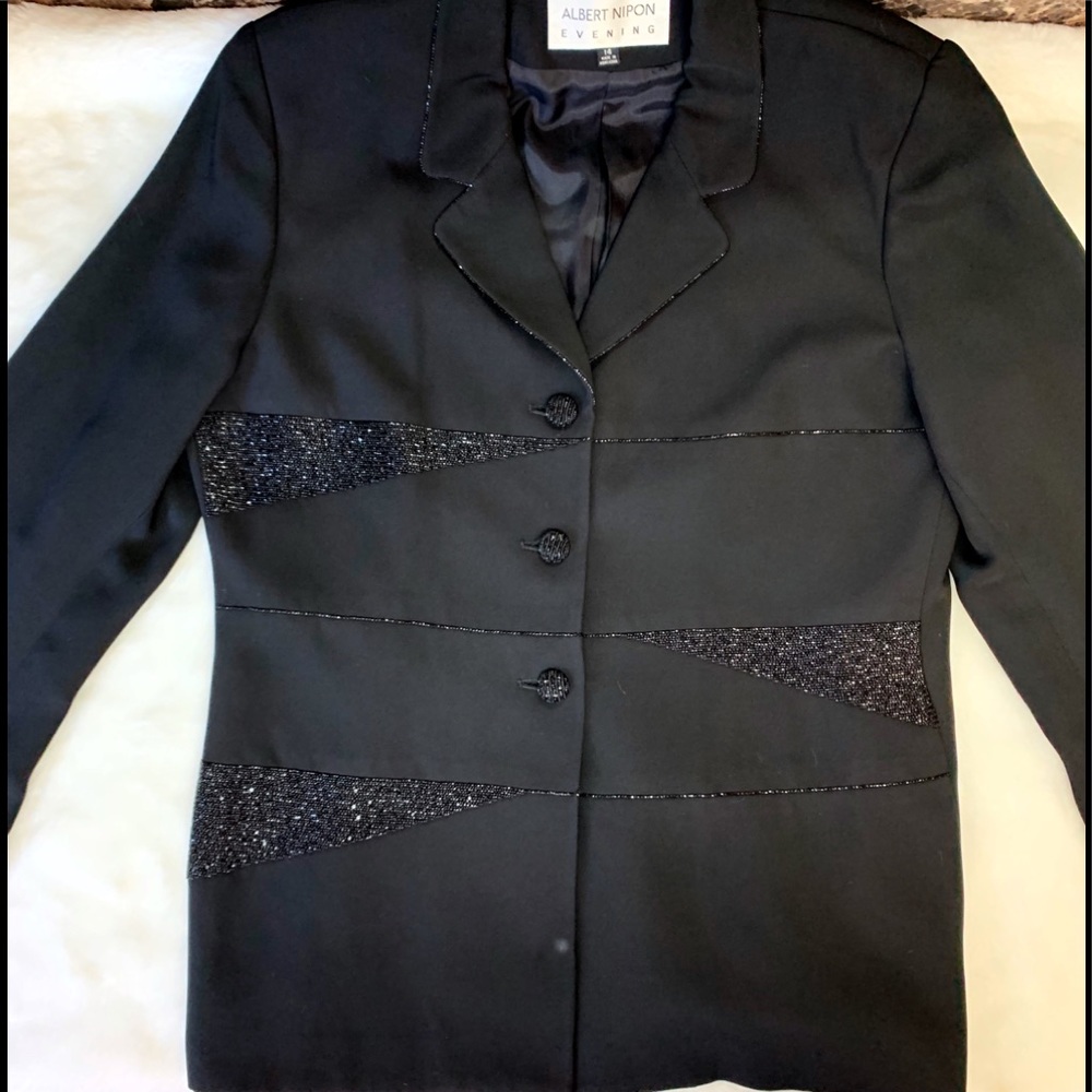ALBERT NIPON EVENING BLACK Blazer Beaded Jacket